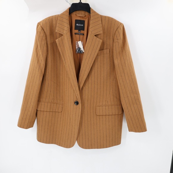 Madewell Jackets & Blazers - NWT Madewell Blazer Women's 12 Stripe Oversized Brown Pinstripe Notch Lapel wool